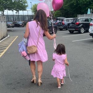 Vineyard Vines Pink and White Striped Ruffle Dress mother daughter same dress